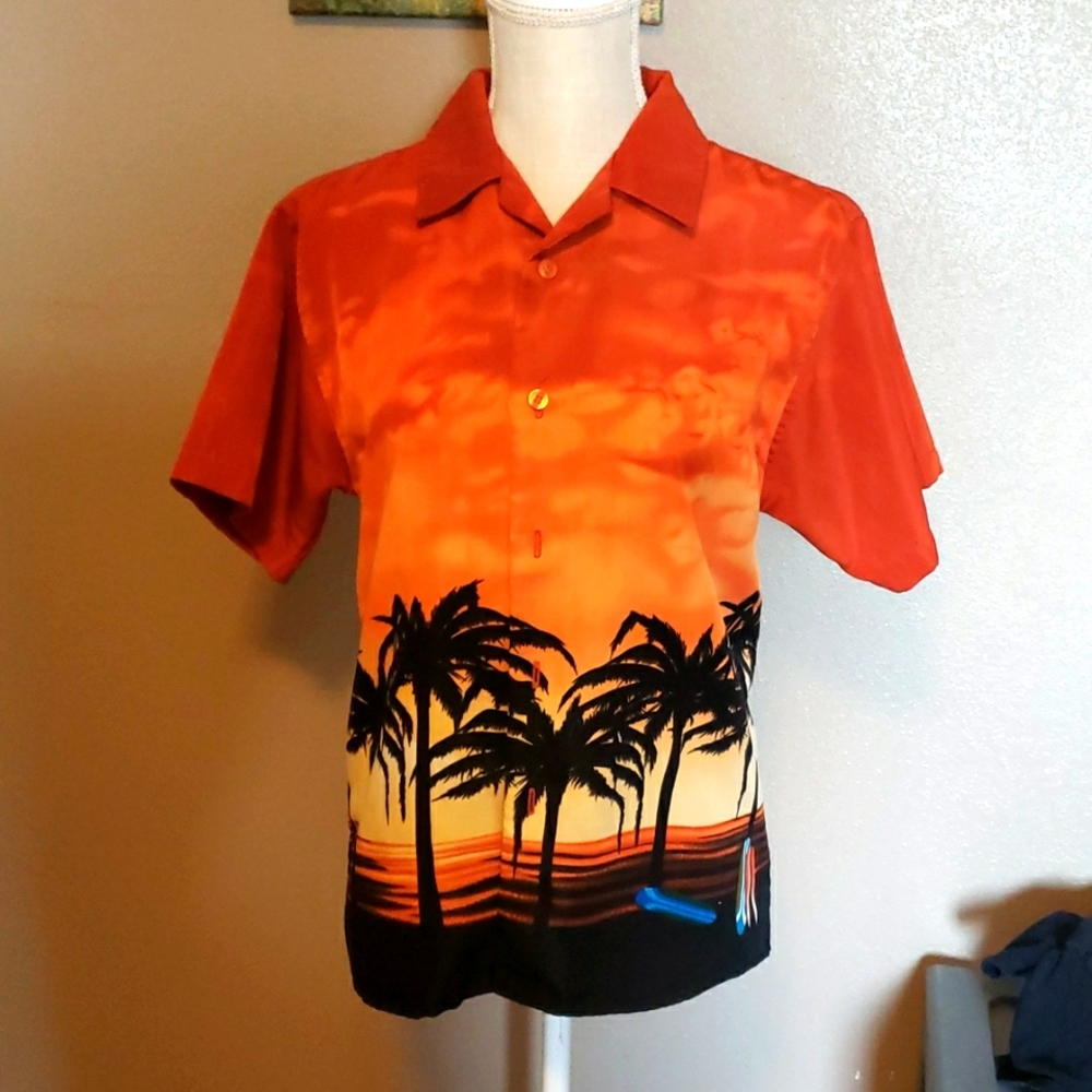 Tropical beach Hawaiian, Caribbean button down shirt
